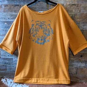 12 pm by Mon Ami Mustard Yellow Tunic With Tiger